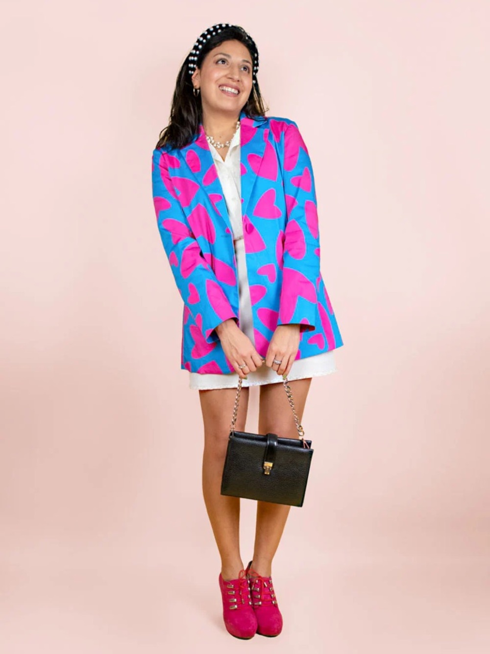 JULYLIEBE Heart Print Blazer